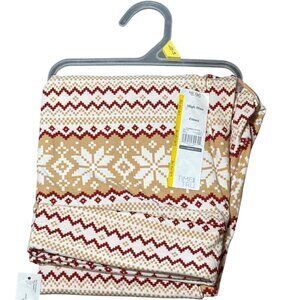 NWT Time & Tru Women’s Large High-Rise Fair Isle Print Fitted Leggings Red Beige